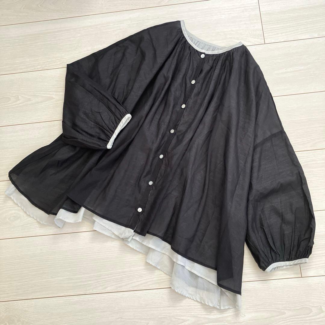 ユティリテ utilite コットンボイル ギャザー リバーシブル ブラウス