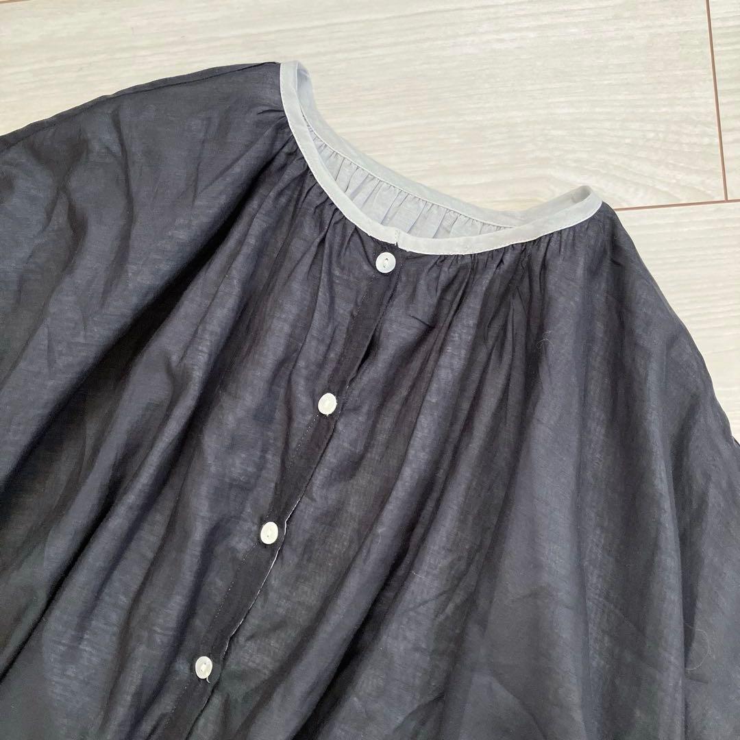 ユティリテ utilite コットンボイル ギャザー リバーシブル ブラウス