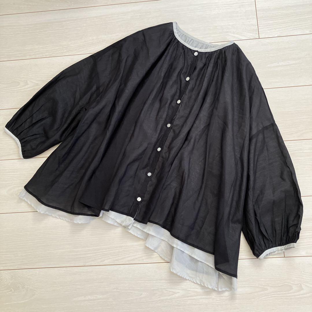 ユティリテ utilite コットンボイル ギャザー リバーシブル ブラウス