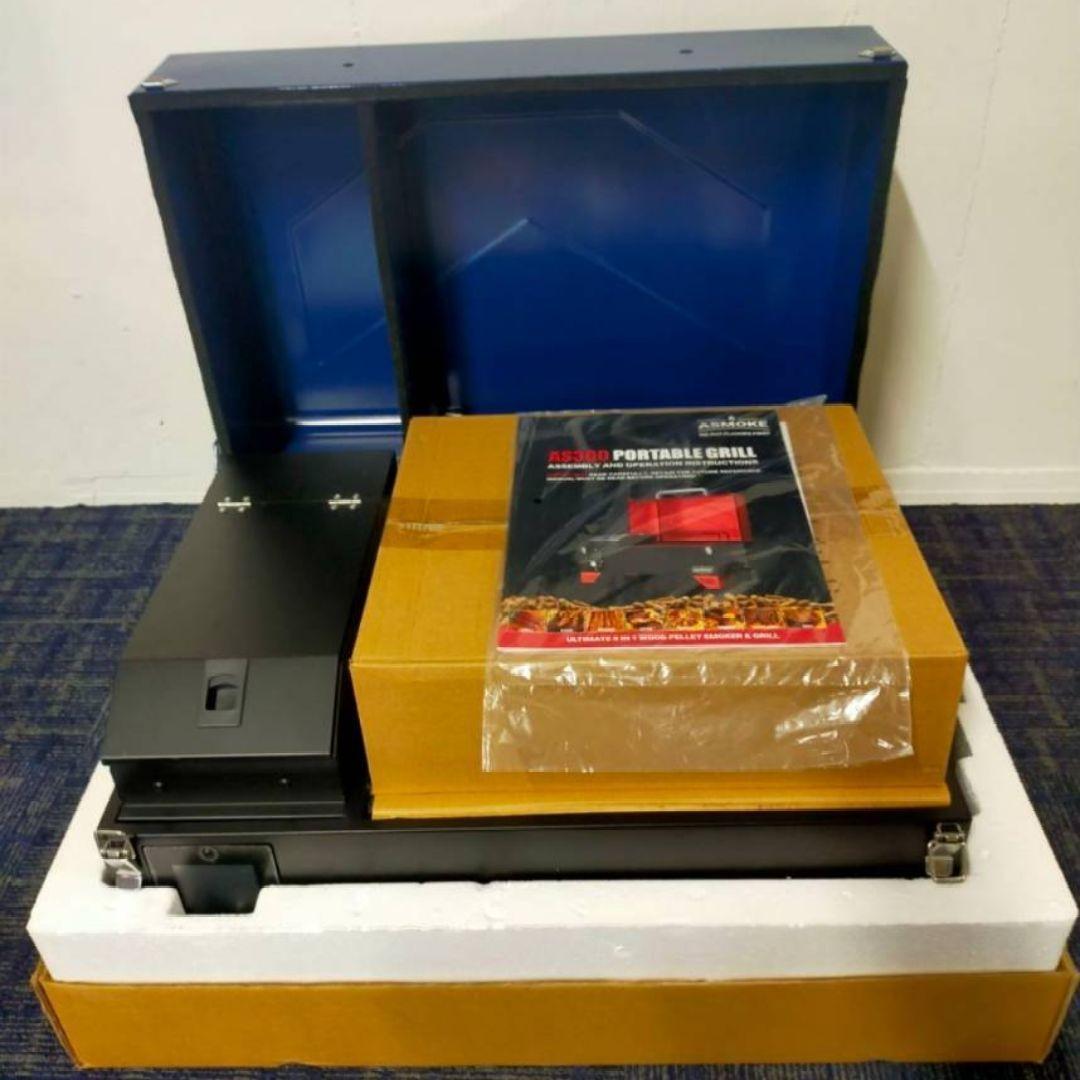 ポータブル ペレットグリル スモーカーグリル 青 BBQ AS300 小型 調理