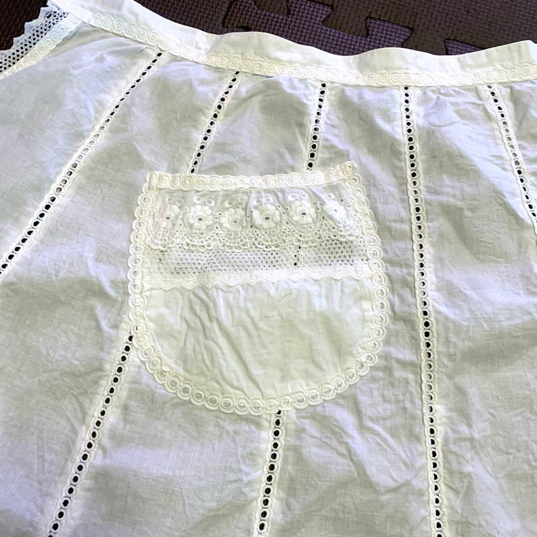 Ca et la サエラ 繊細なお花刺繍とレース　エレガント エプロン 前掛け