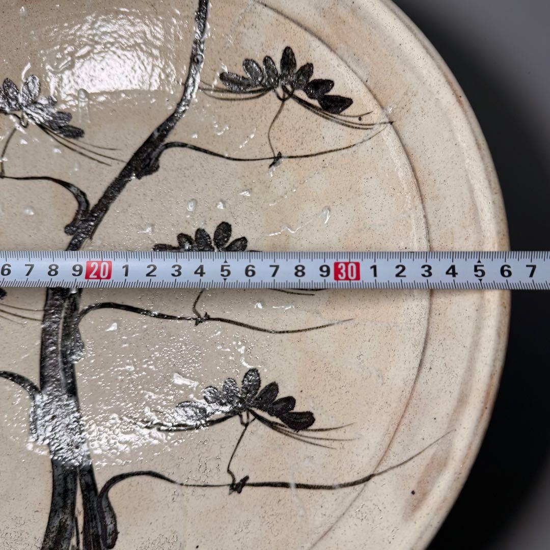 唐津焼　四代目　中野陶痴　唐津鉢　絵唐津　松文様　大作　直径36.5cm