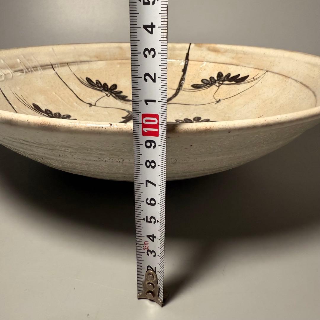 唐津焼　四代目　中野陶痴　唐津鉢　絵唐津　松文様　大作　直径36.5cm