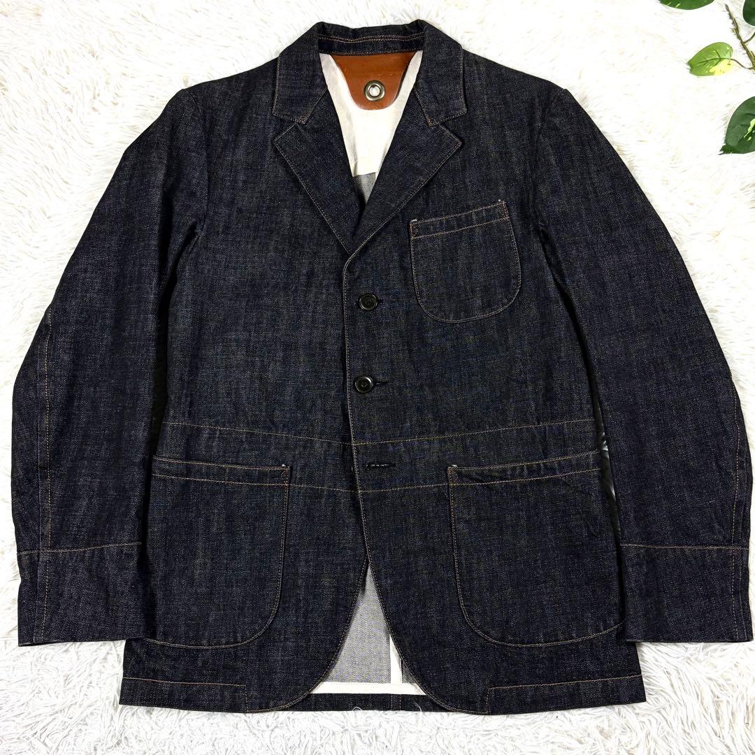 極美品 Scye 先染め ブラックデニム テーラードジャケット 36 日本製 黒
