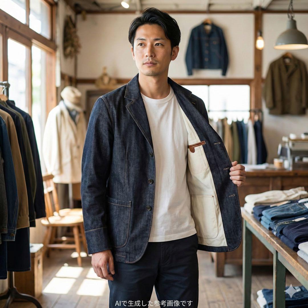 極美品 Scye 先染め ブラックデニム テーラードジャケット 36 日本製 黒