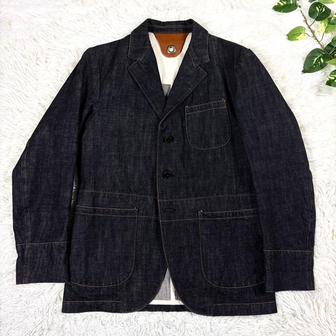 極美品 Scye 先染め ブラックデニム テーラードジャケット 36 日本製 黒