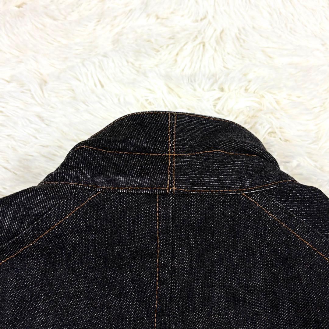 極美品 Scye 先染め ブラックデニム テーラードジャケット 36 日本製 黒