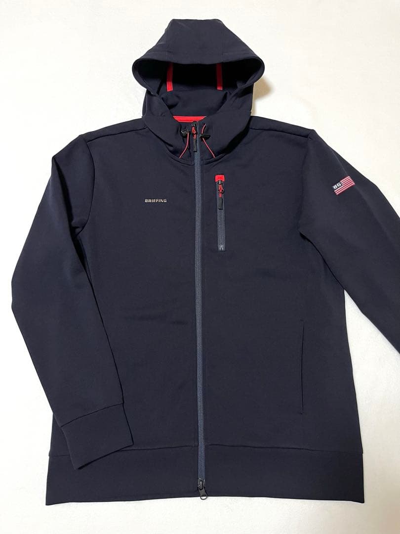 【美品】【BRIEFING】紺Lサイズ＊3Dロゴパーカー＊フルジップパーカー