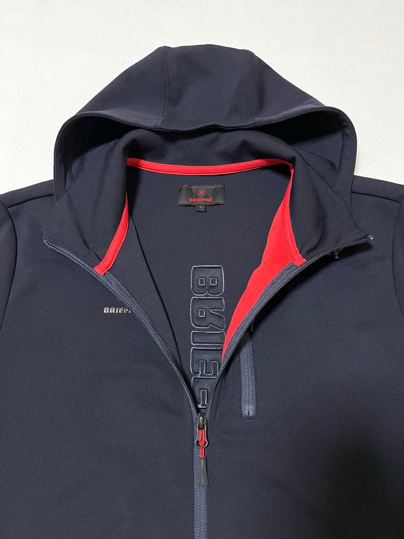 【美品】【BRIEFING】紺Lサイズ＊3Dロゴパーカー＊フルジップパーカー