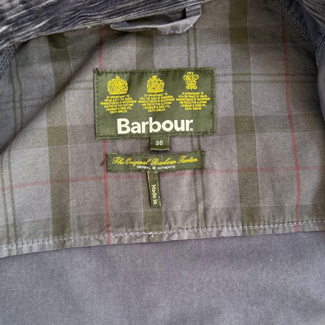 Barbour ネイビー コーデュロイ襟 ジップアップジャケット