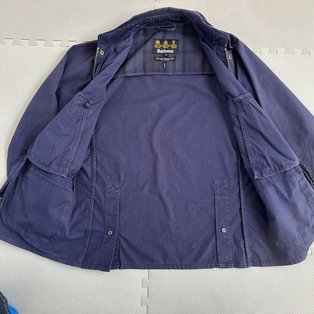 Barbour ネイビー コーデュロイ襟 ジップアップジャケット