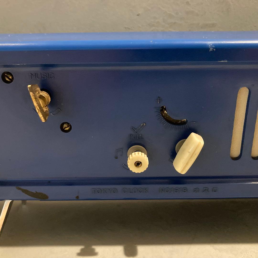 ヴィンテージ TOKYO CLOOK ゼンマイ 置き時計 ブルー