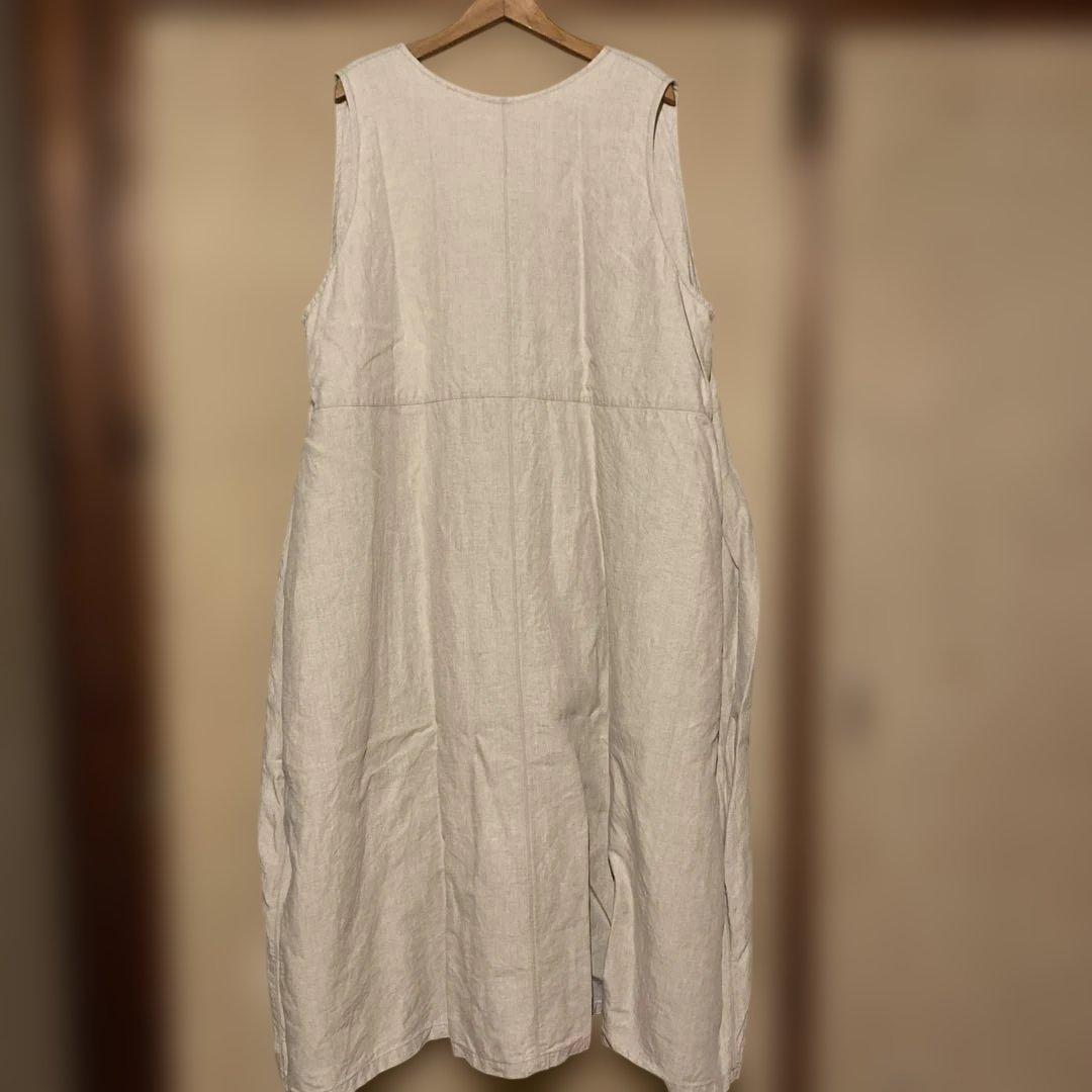 nest Robe ブラックリネンVネックノースリーブワンピース