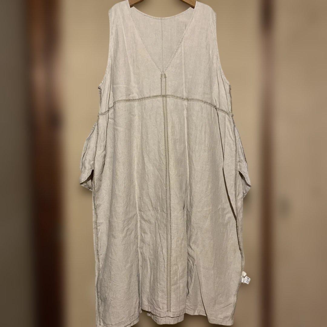 nest Robe ブラックリネンVネックノースリーブワンピース