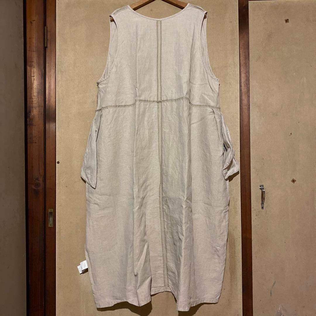 nest Robe ブラックリネンVネックノースリーブワンピース