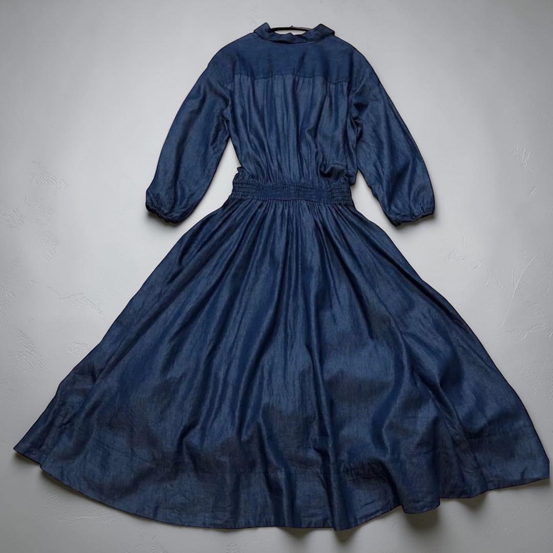 【美品】ミラオーウェン セットアップ風 ドッキングワンピース デニム ネイビー
