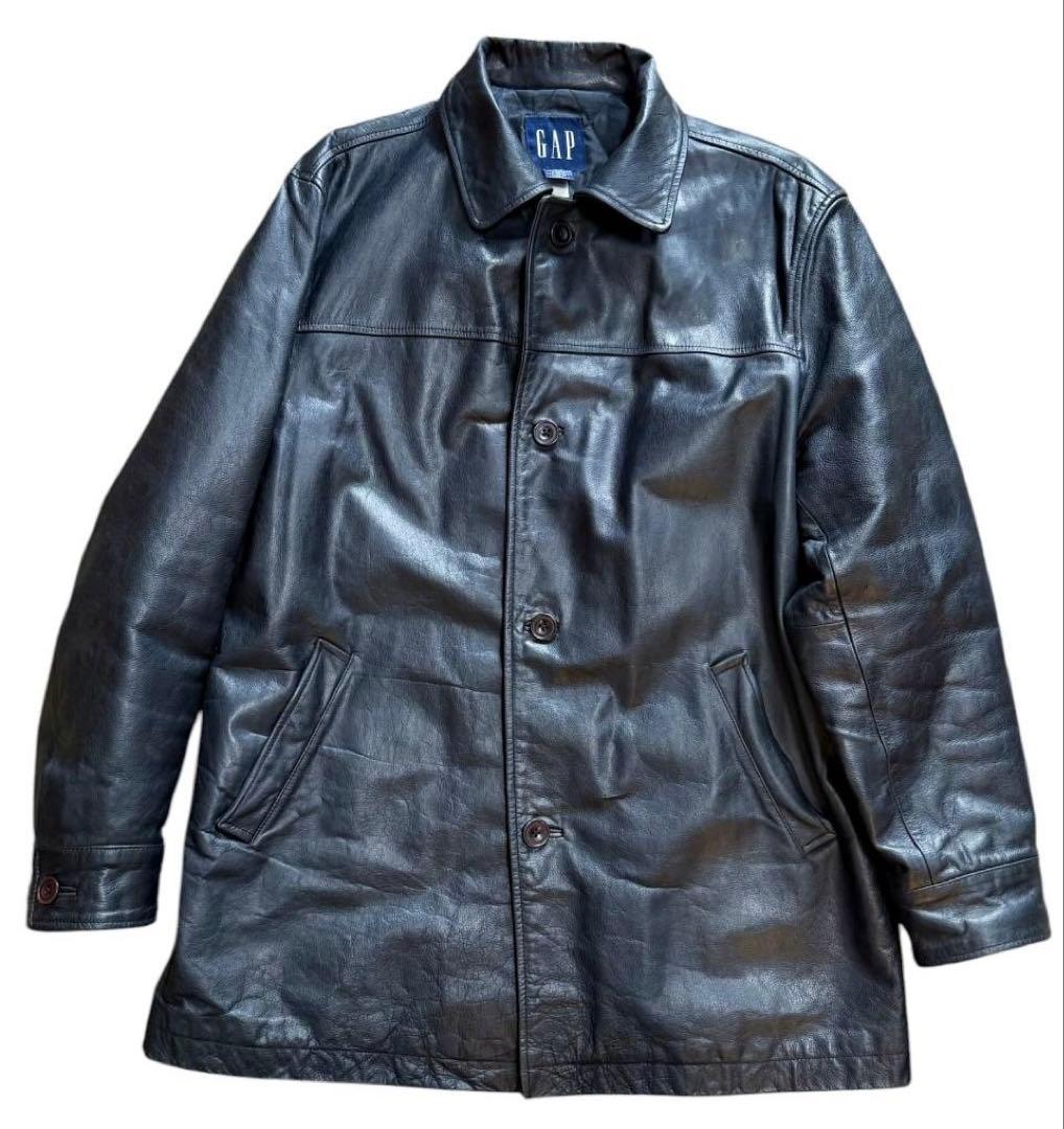 【希少・美品】90s OLD GAP レザー カーコート ブラック M
