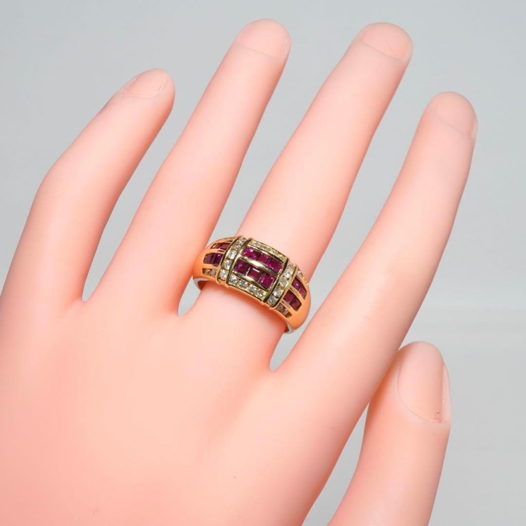 ルビー リング ダイヤモンド K18 ダイヤ 指輪 18金 16号 ゴールド