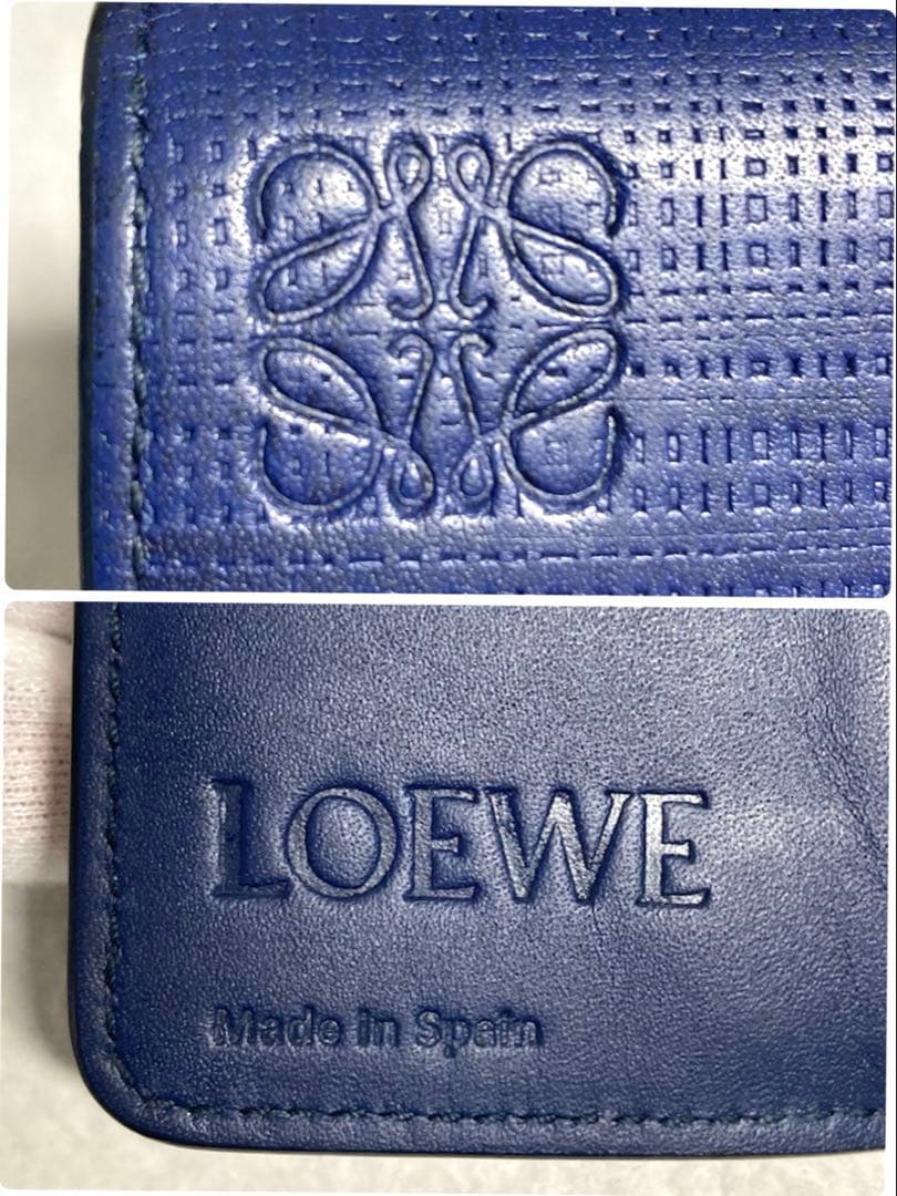 良品　ロエベ　アナグラム　レザー　6連キーケース ブルー系