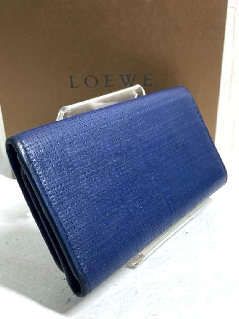 良品　ロエベ　アナグラム　レザー　6連キーケース ブルー系