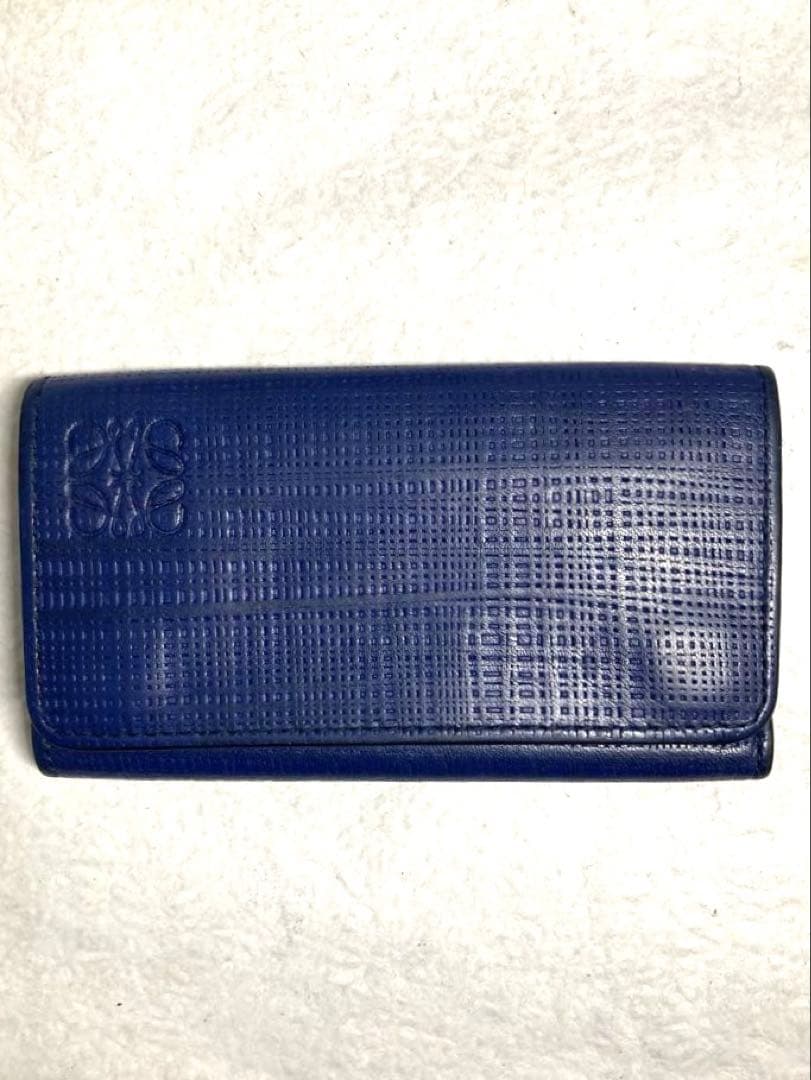 良品　ロエベ　アナグラム　レザー　6連キーケース ブルー系