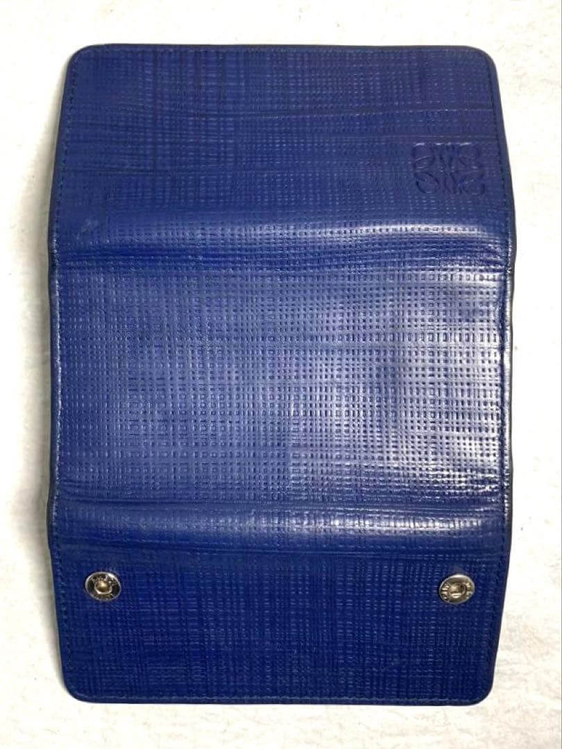 良品　ロエベ　アナグラム　レザー　6連キーケース ブルー系