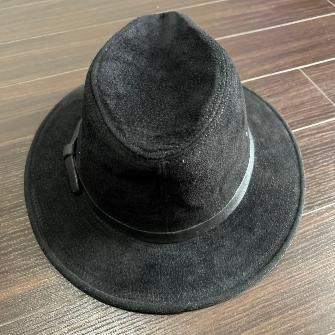 HENSHELの黒 スエード　中折れハット