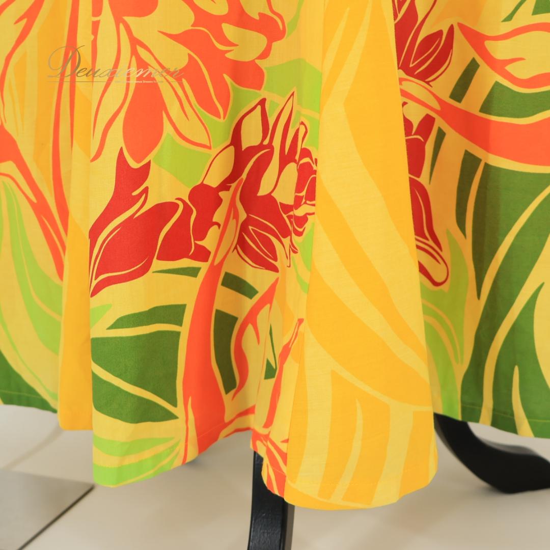 【美品 フラダンス衣装】イエロー FANCY DRESS ワンピース 黄 赤 緑