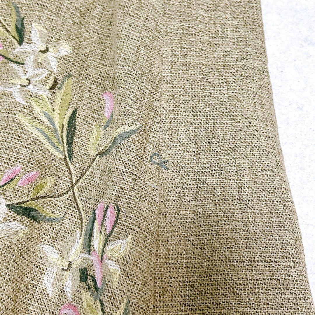 未使用級✨ 45R ギマツイード 刺繍 ワンピース ノースリーブ 花柄 R刺繍