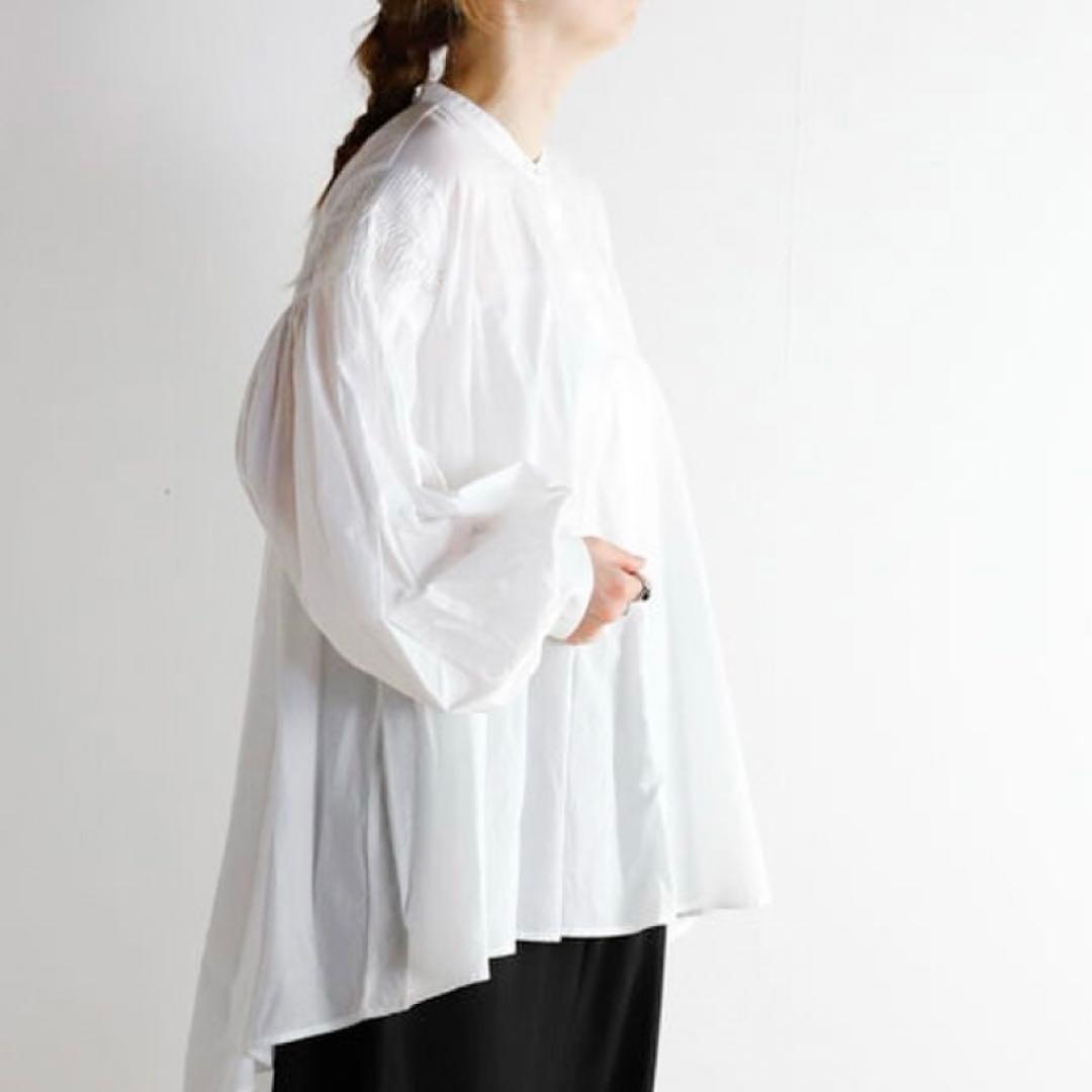 【新品未使用】ミズイロインド ピンタック パフスリーブ シャツ