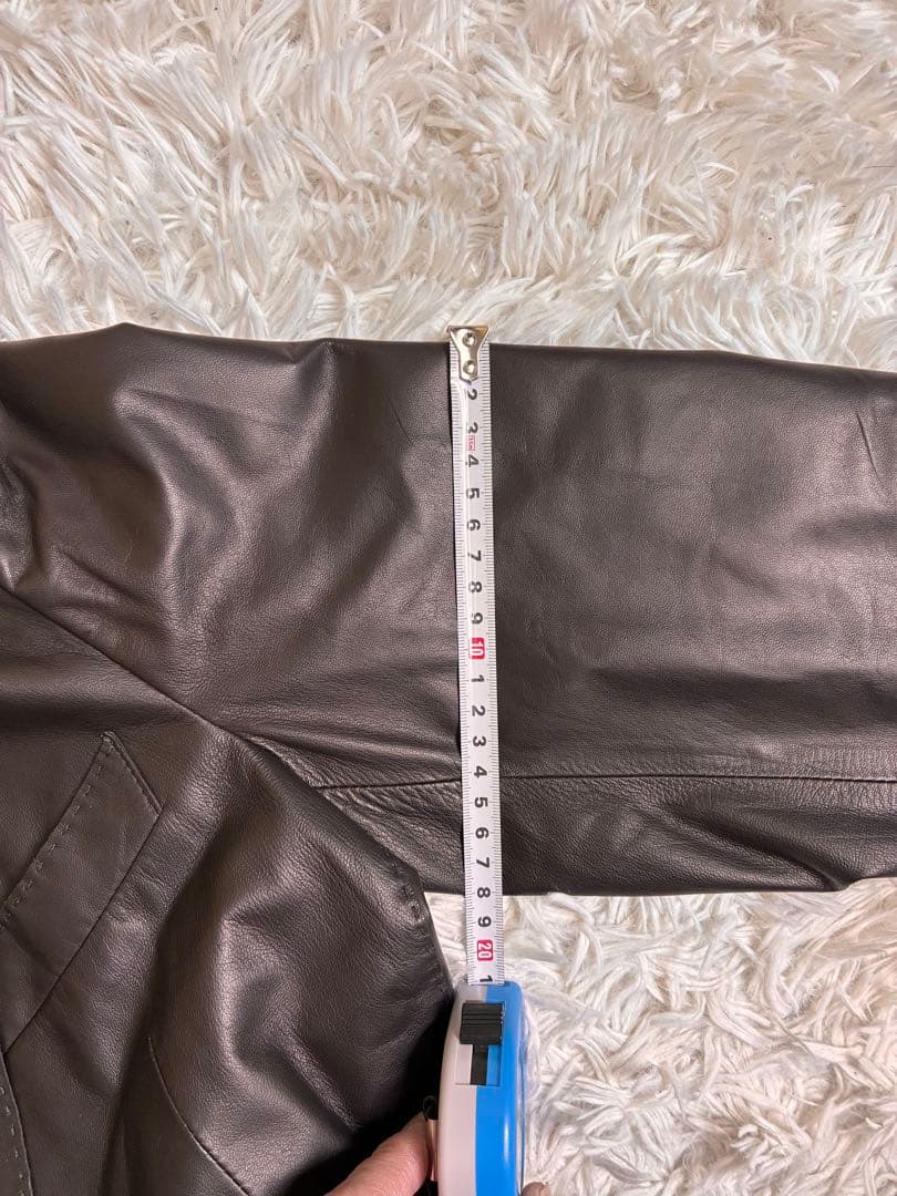 レザーシングルブレストジャケット ダークブラウン　テーラードジャケット　ラムレザ