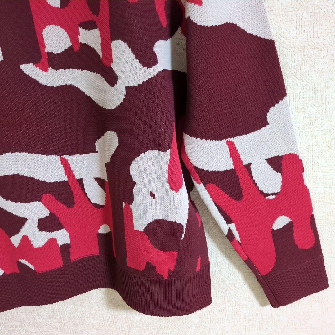 フィラゴルフ ゴルフウェア レディース 軽量 ニットセーター ウェーブ柄 赤 М