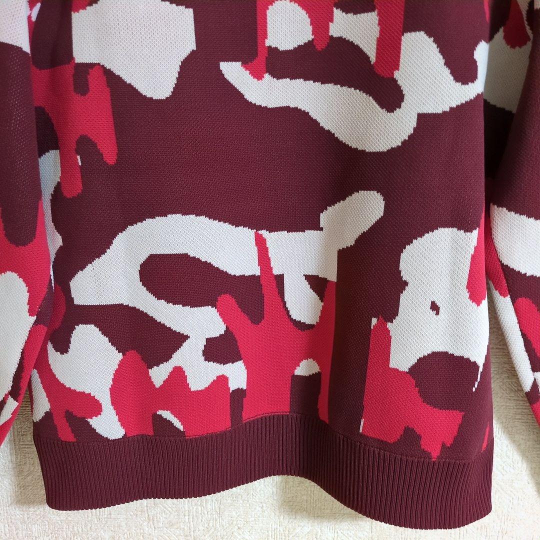 フィラゴルフ ゴルフウェア レディース 軽量 ニットセーター ウェーブ柄 赤 М