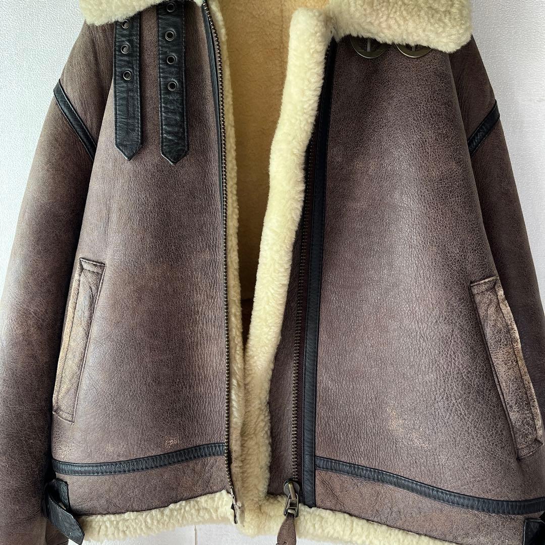 フライトジャケット B3 ボア 羊革 シープスキン ムートンジャケット サイズL