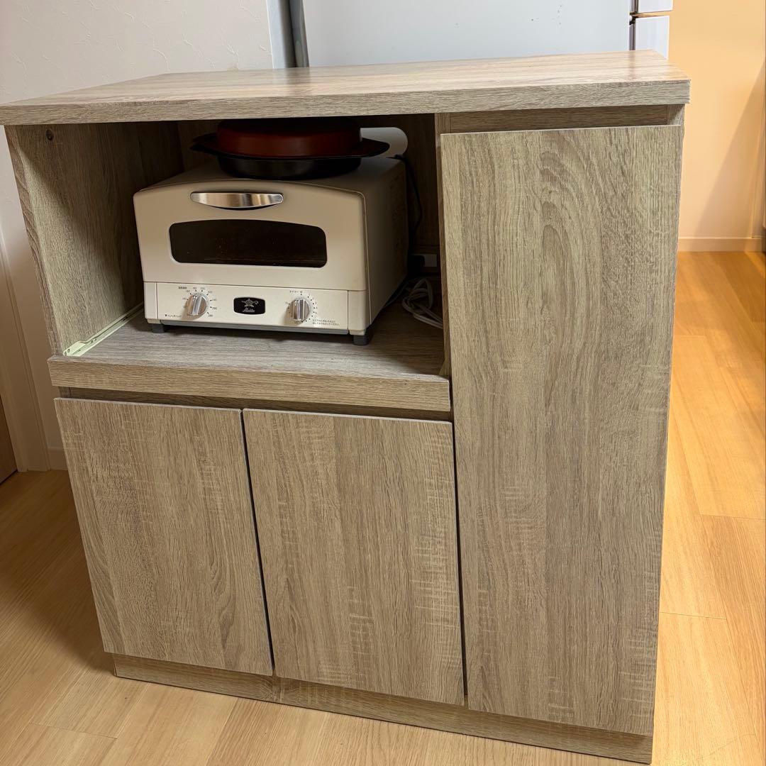 【2/20までの引渡限定】LOWYA オーブンレンジ収納カウンター オーク