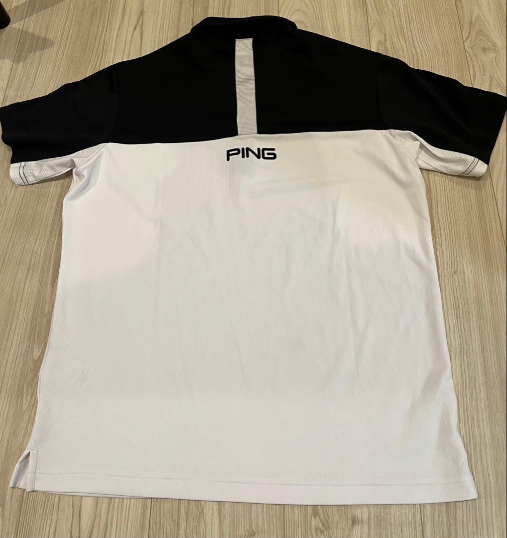 PING ピン　ゴルフ半袖ポロシャツ 高機能ブラック/ホワイトL