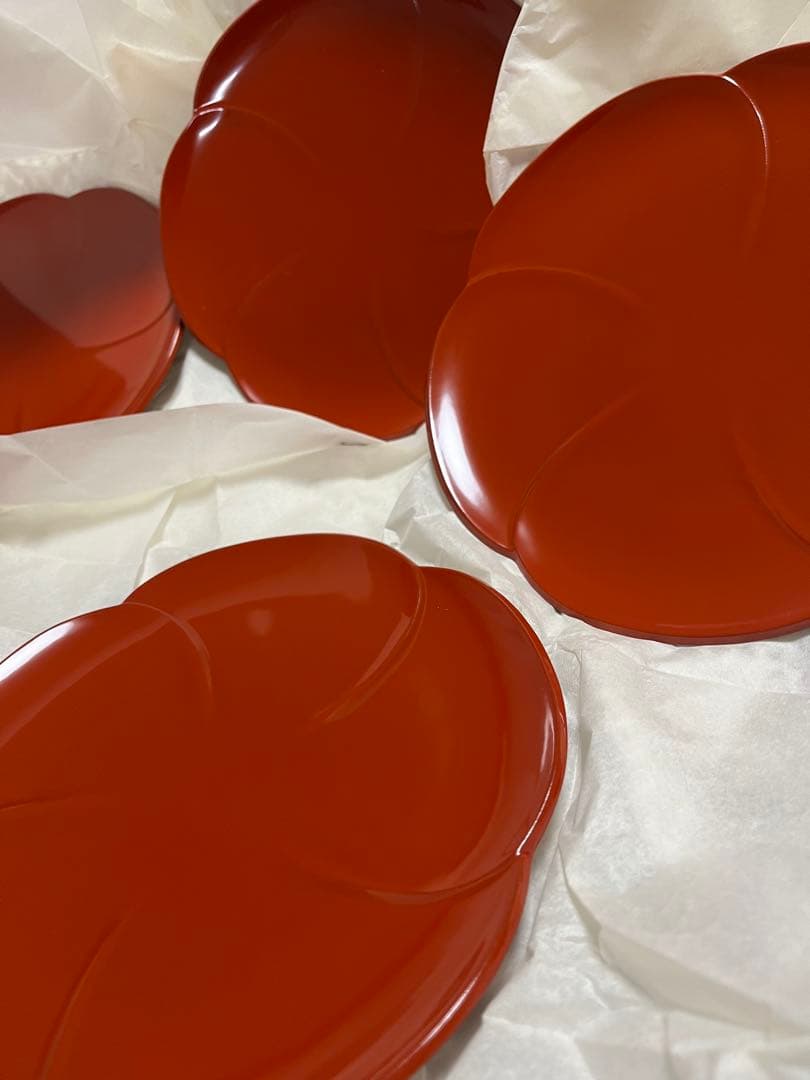 本漆塗り　福梅皿　漆器のアソベ　5枚セット未使用！