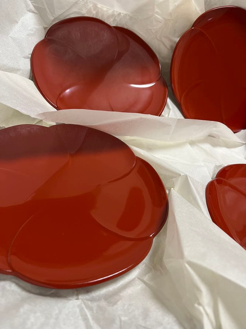 本漆塗り　福梅皿　漆器のアソベ　5枚セット未使用！