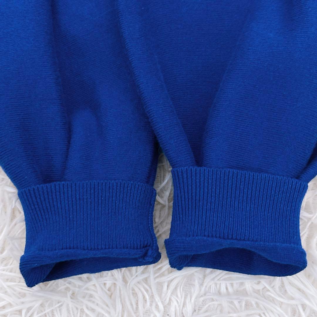 JENNE ボリュームスリーブ　ニットワンピース　ロング　青　ロイヤルブルー　L