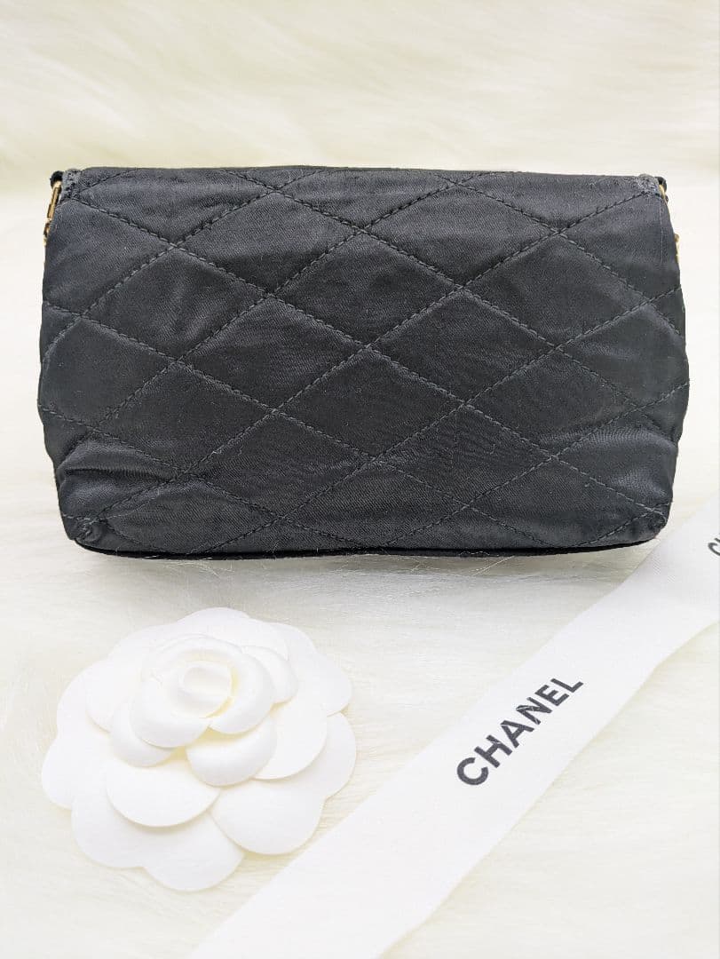 CHANEL 希少 サテン ミニマトラッセ 6連チェーン ラインストーン