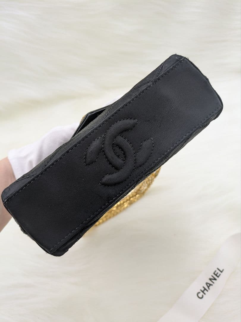 CHANEL 希少 サテン ミニマトラッセ 6連チェーン ラインストーン