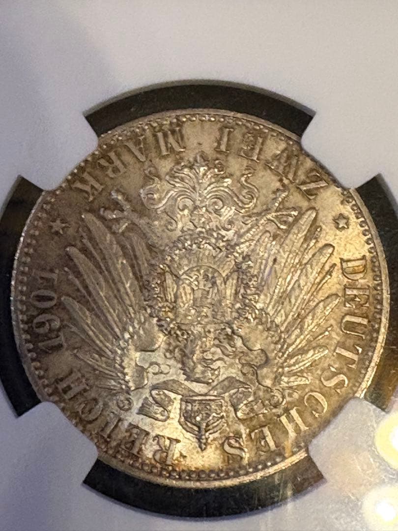 ⭐︎HIRO⭐︎NGC MS64 1901A ドイツ プロイセン 2マルク銀貨