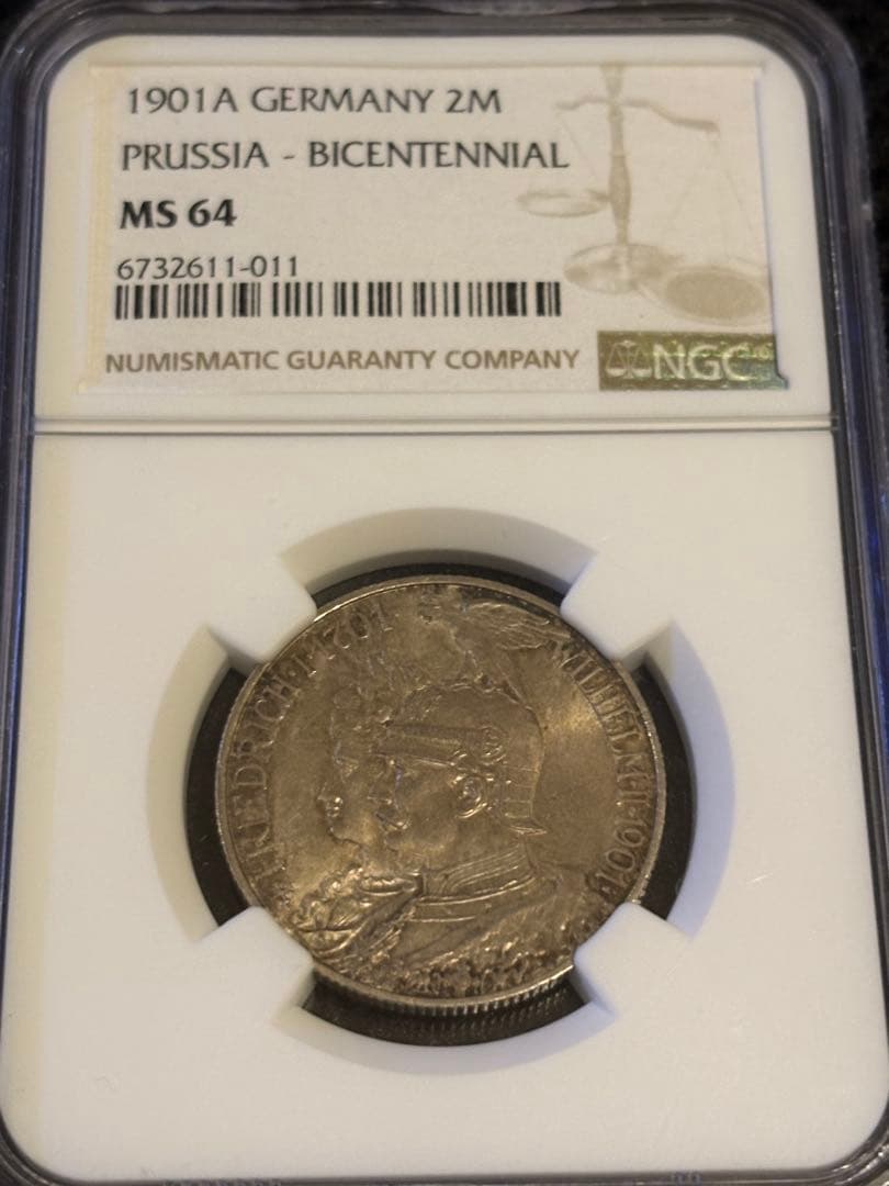 ⭐︎HIRO⭐︎NGC MS64 1901A ドイツ プロイセン 2マルク銀貨