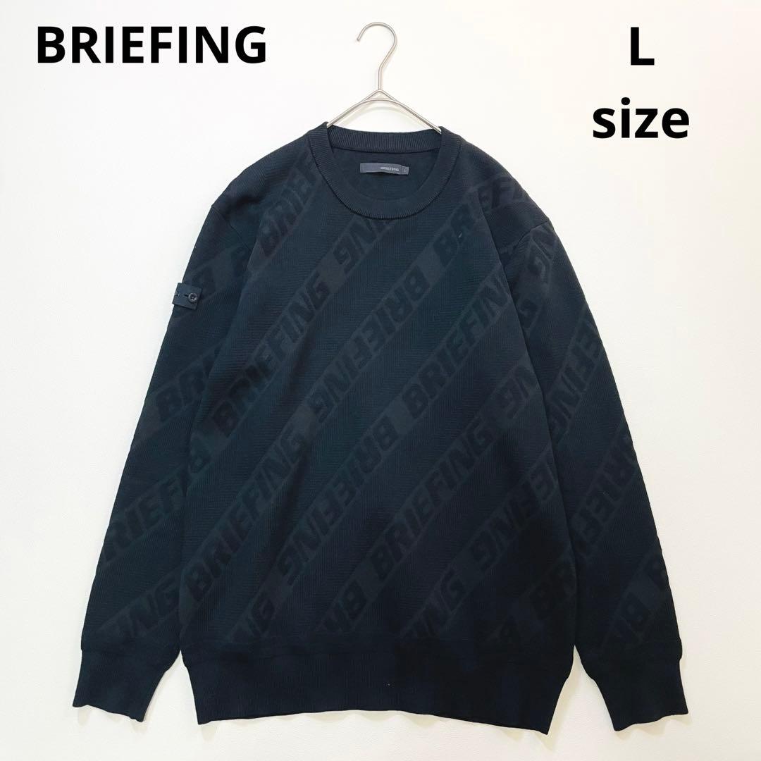 6412【美品】ブリーフィング　クルーネックニット　ななめロゴ　ブラック 総柄