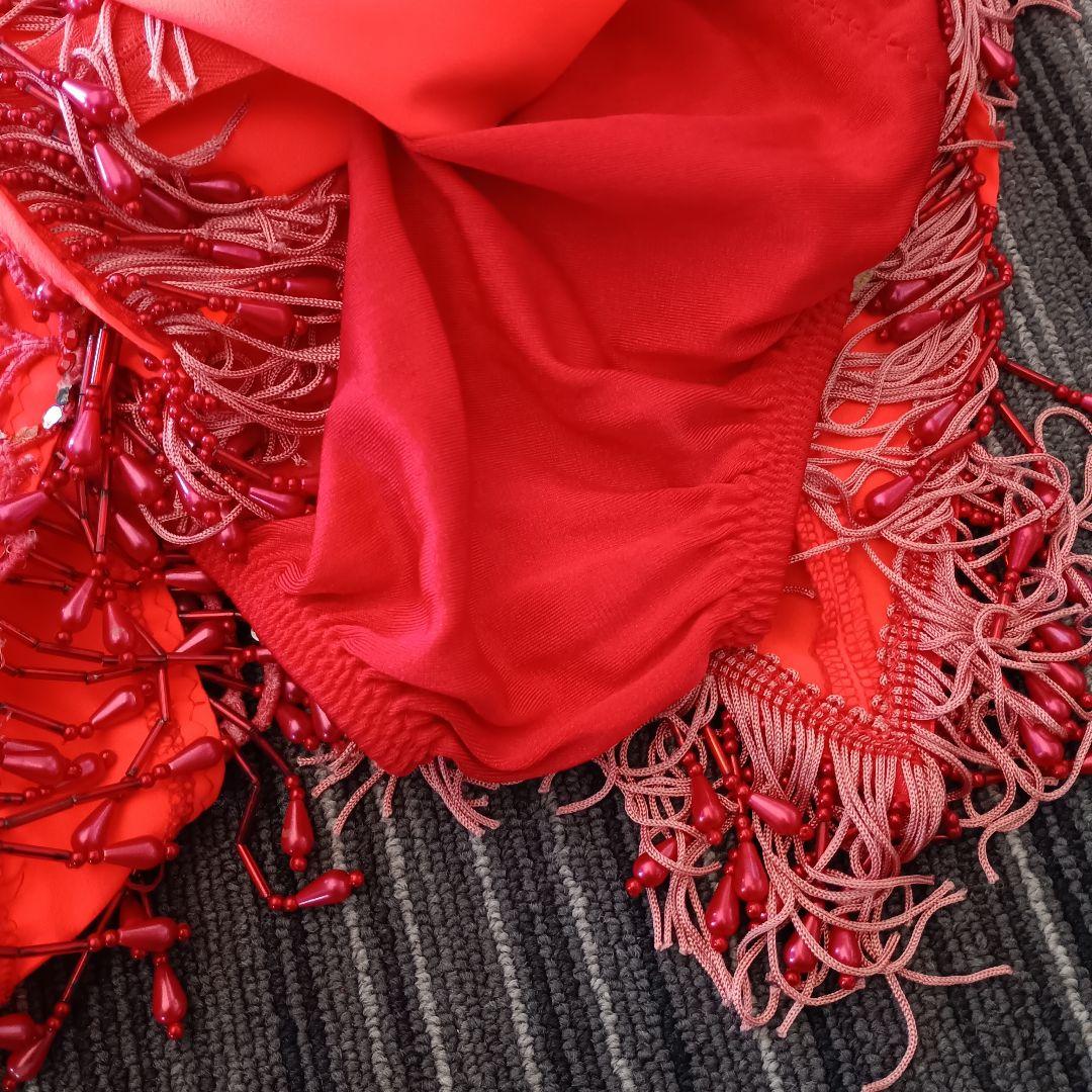 【お急ぎの方へ！即日発送】プロ仕様 社交ダンス ラテンドレス S 腕飾り付 赤