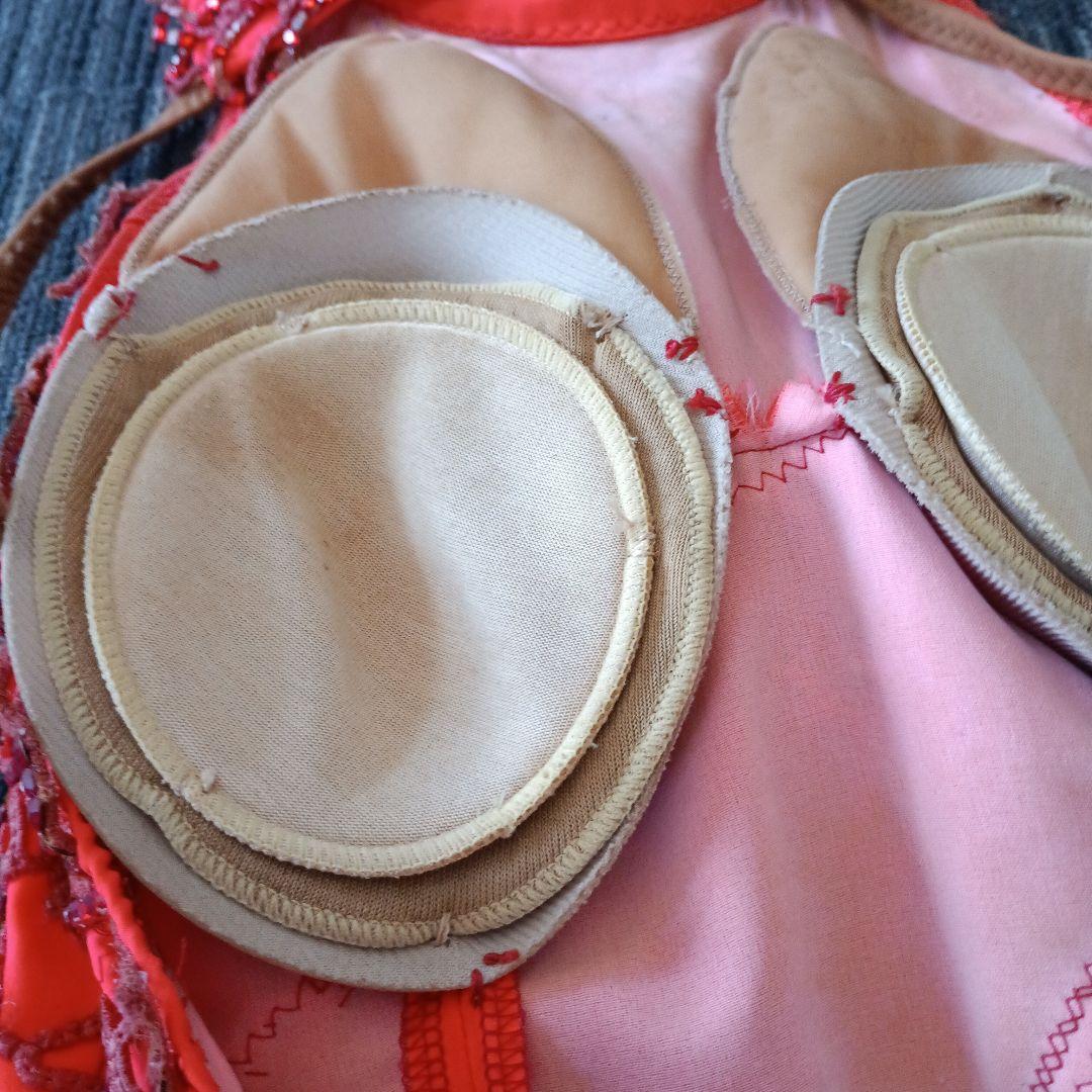 【お急ぎの方へ！即日発送】プロ仕様 社交ダンス ラテンドレス S 腕飾り付 赤