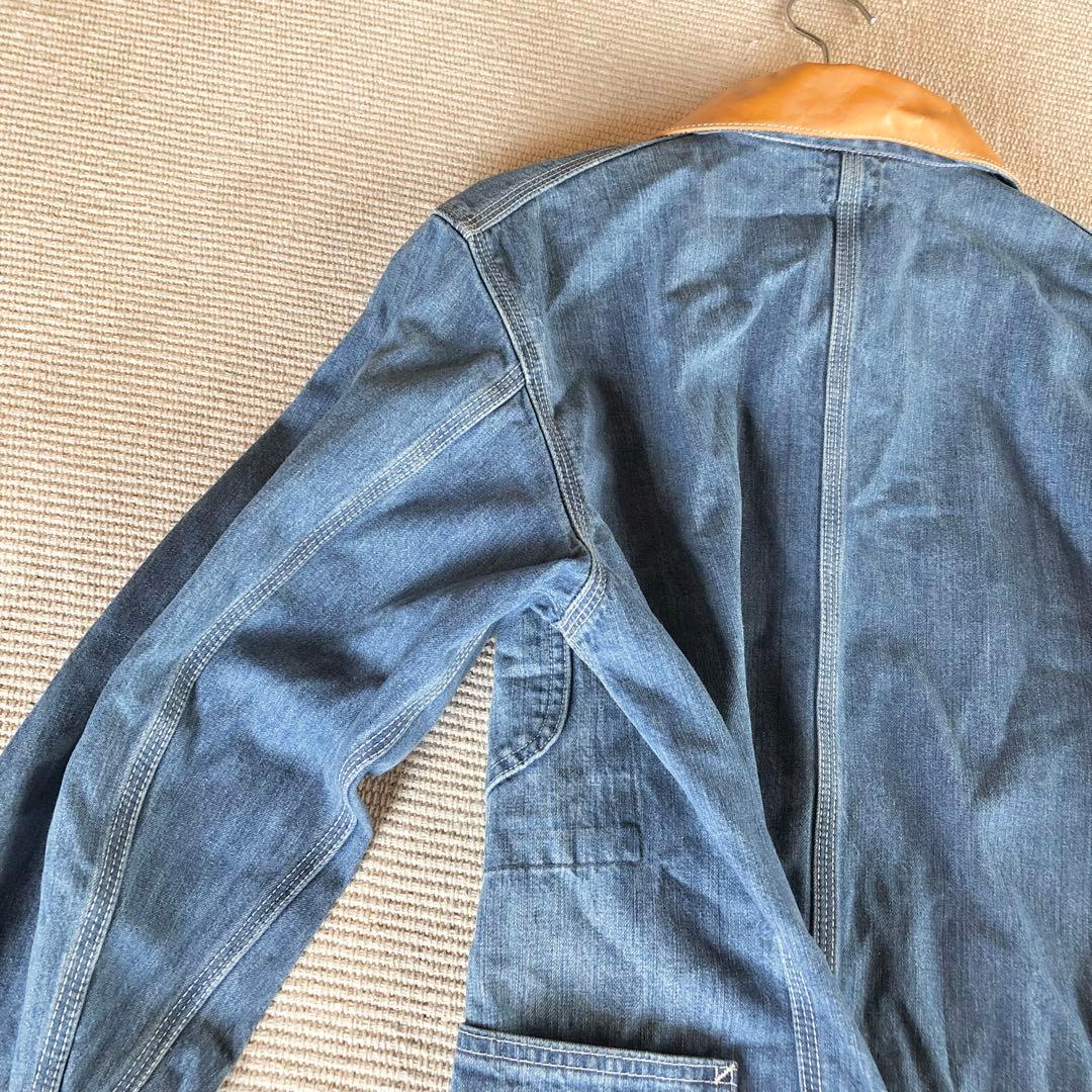 lee 91-j カバーオール デニム LM5412 レザー襟 リメイク