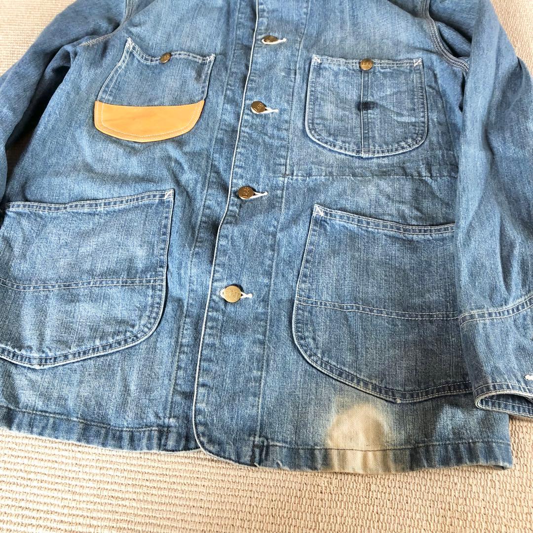 lee 91-j カバーオール デニム LM5412 レザー襟 リメイク