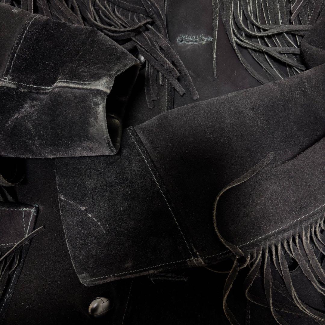 Schott RANCHER フリンジ レザー 40 黒 ウエスタン スエード