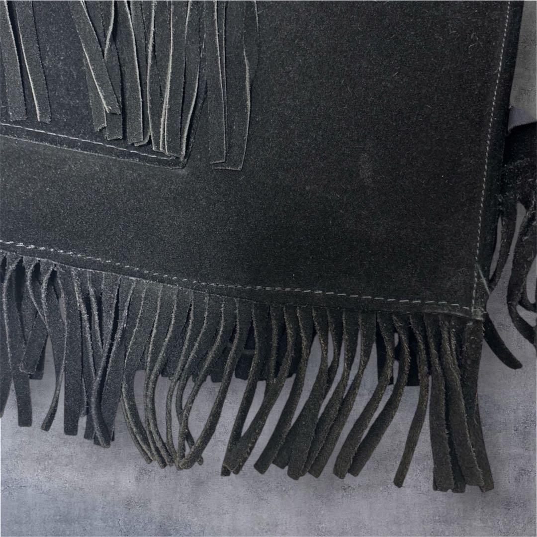 Schott RANCHER フリンジ レザー 40 黒 ウエスタン スエード